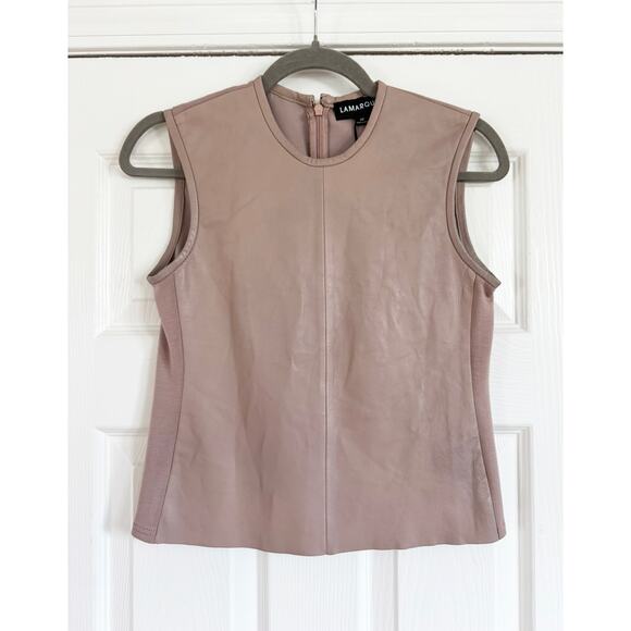 LAMARQUE SOFIA SLEEVELESS LEATHER TOP SIROCCO - Picture 3 of 7